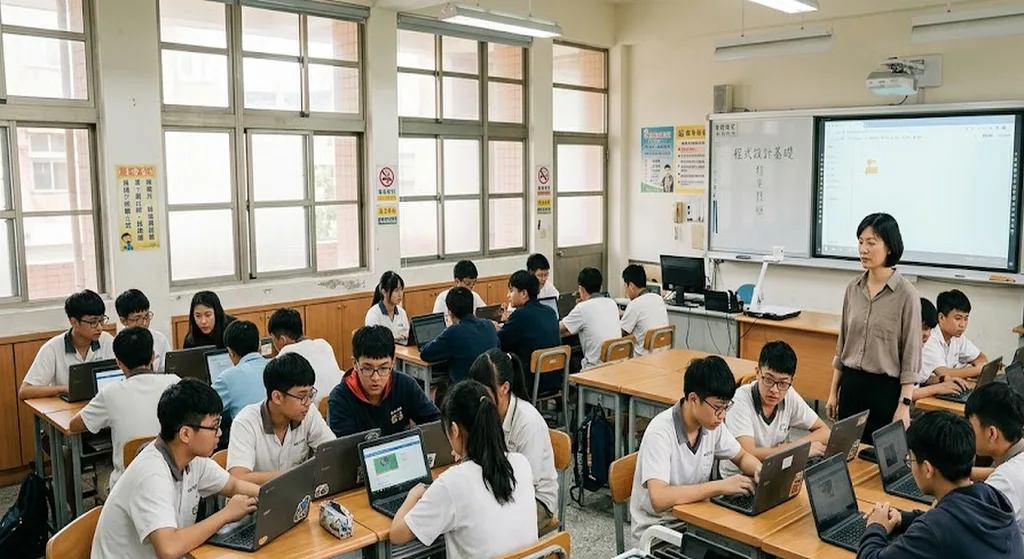 教室內整齊排列的 Chromebook 智慧教室設備